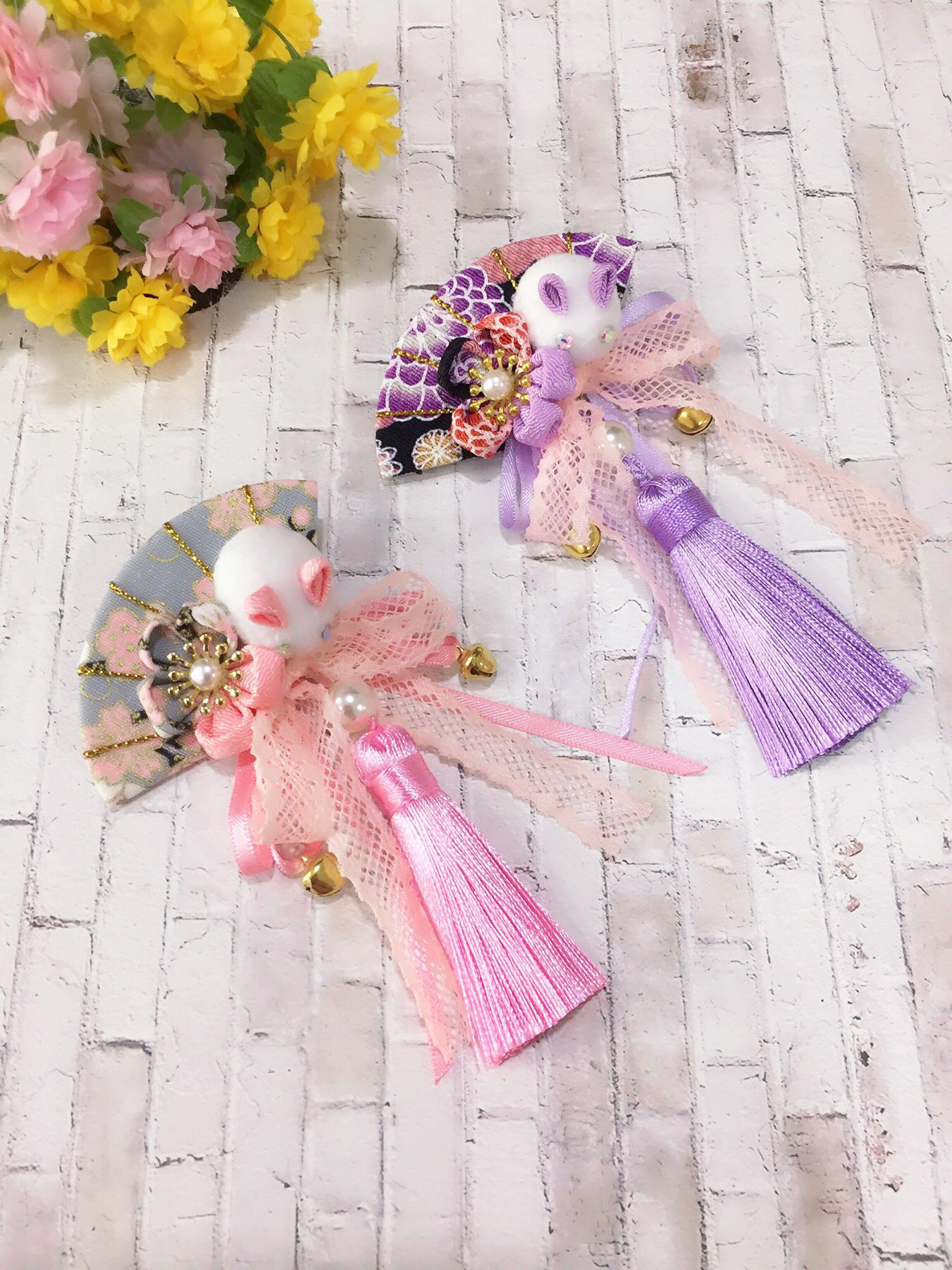 Handmade Japanese Kanzashi Flower Bunny Tassel Hair Clip Design Craft Handmade Craft On Carousell