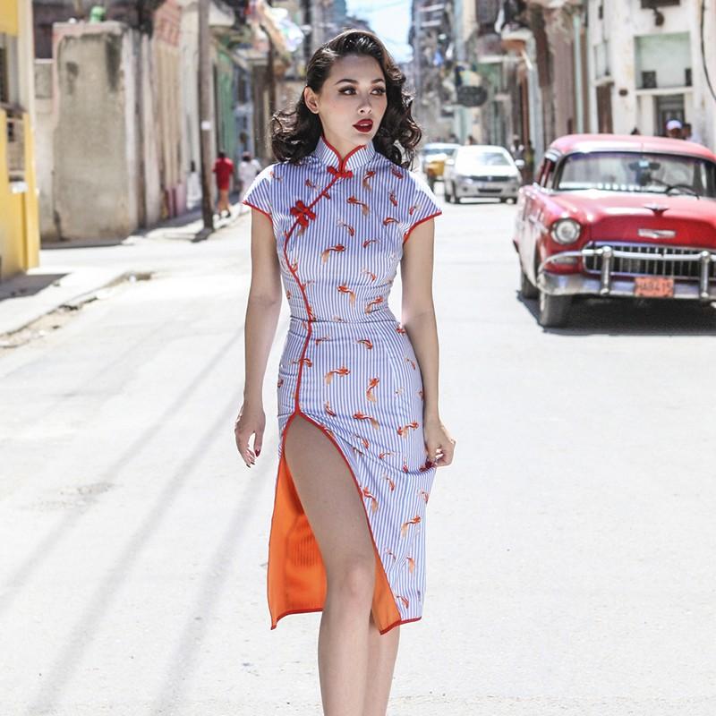 Cheongsam dress with slits outlet