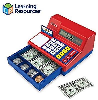 learning resources pretend and play calculator cash register with uk play money