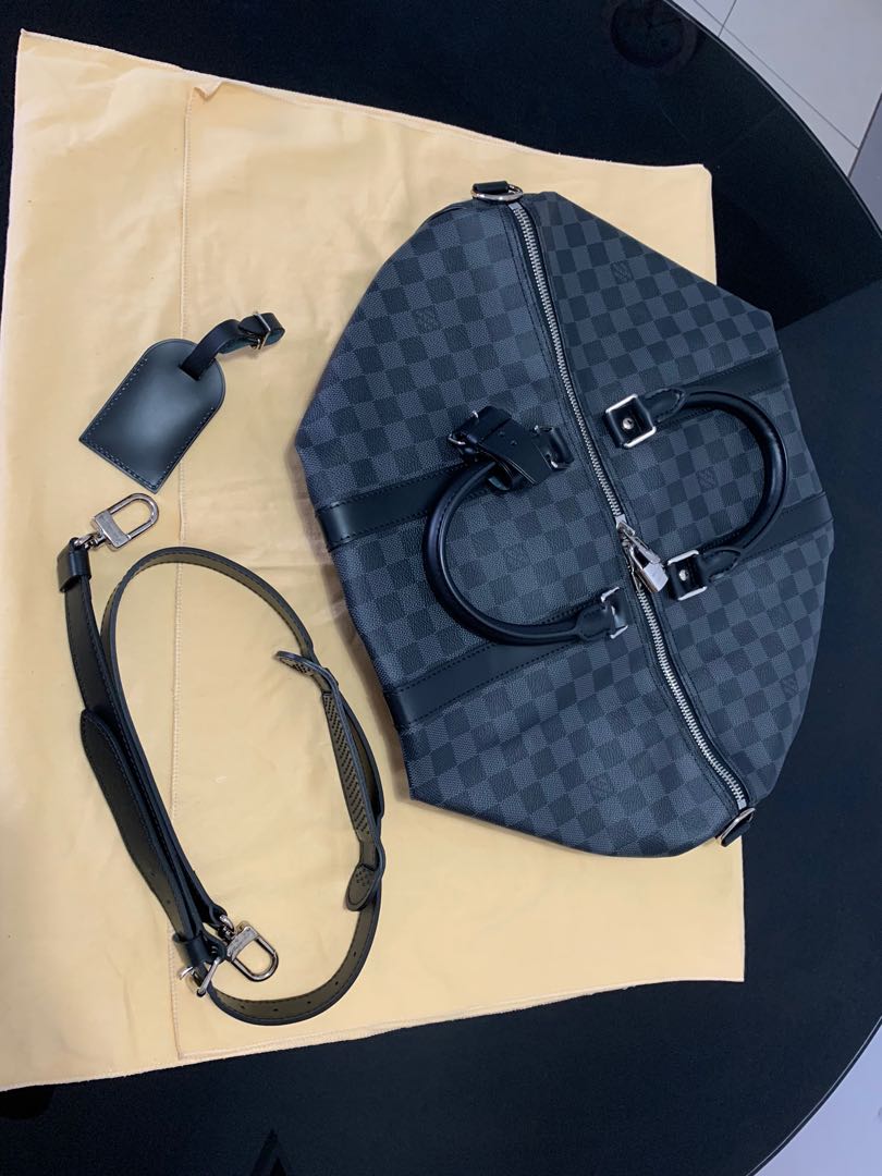 Louis Vuitton x Bape Shark Damier Graphite Keepall Bandoulier e, Luxury,  Bags & Wallets on Carousell