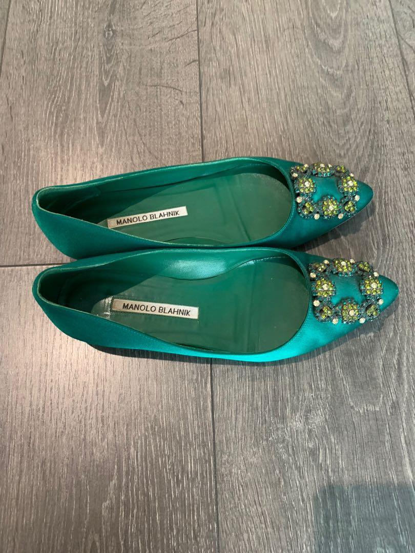 manolo blahnik green flats