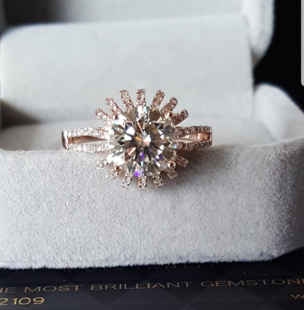 Sales Real Diamonds Pave And 2ct Moissanite Solitaire Ring Authentic Women S Fashion Jewellery Rings On Carousell