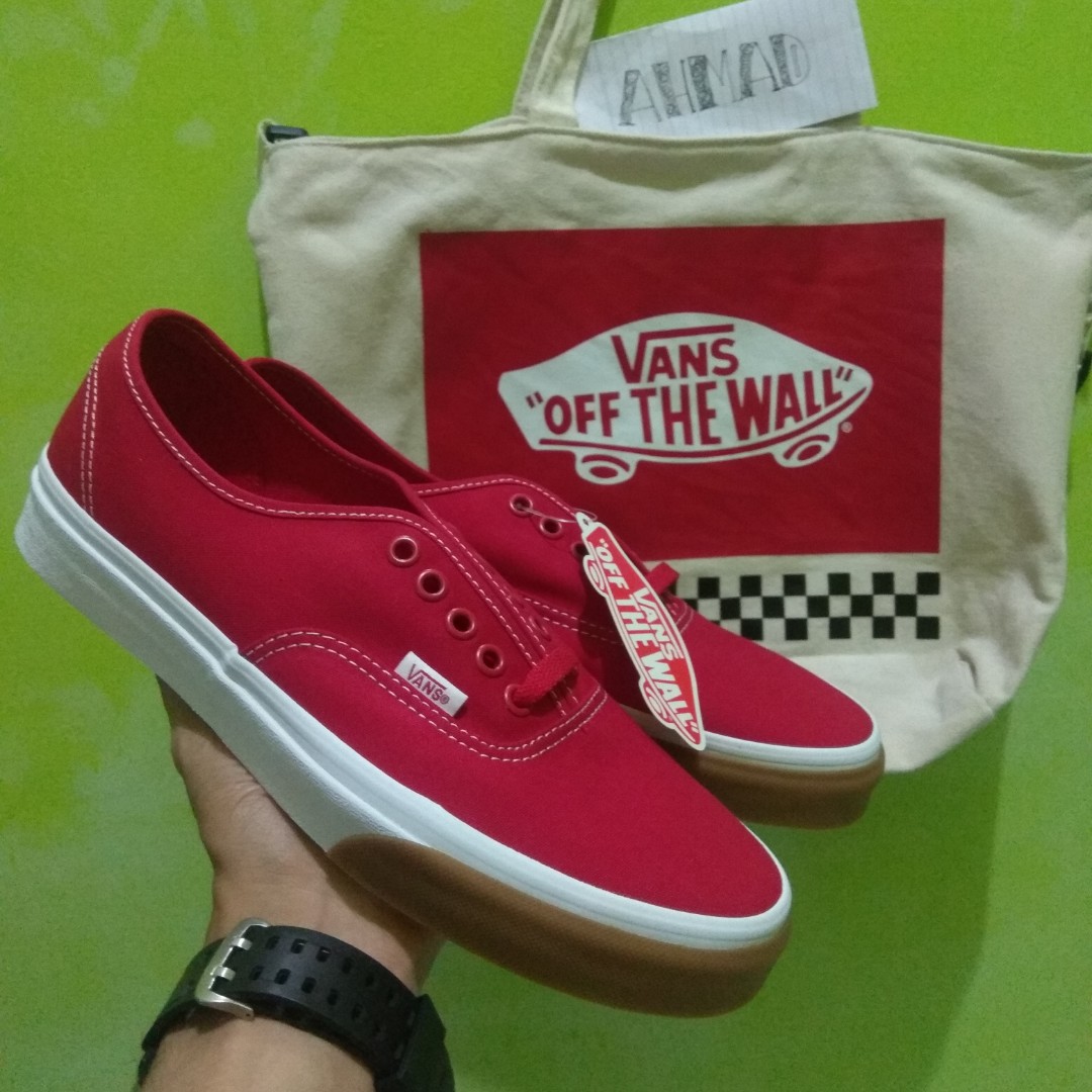 vans authentic gum bumper red
