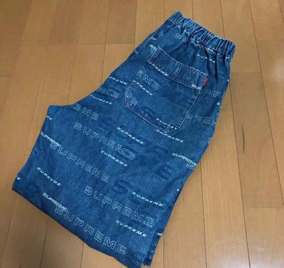 Size S] Supreme 19AW Dimensions Logo Denim Skate Pant pants, 男裝