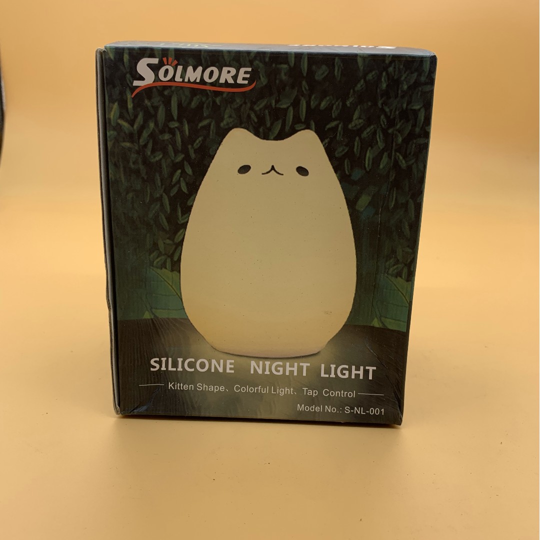 Solmore Led Cute Silicone Cat Lamp Kids Bedside Lights Warm White