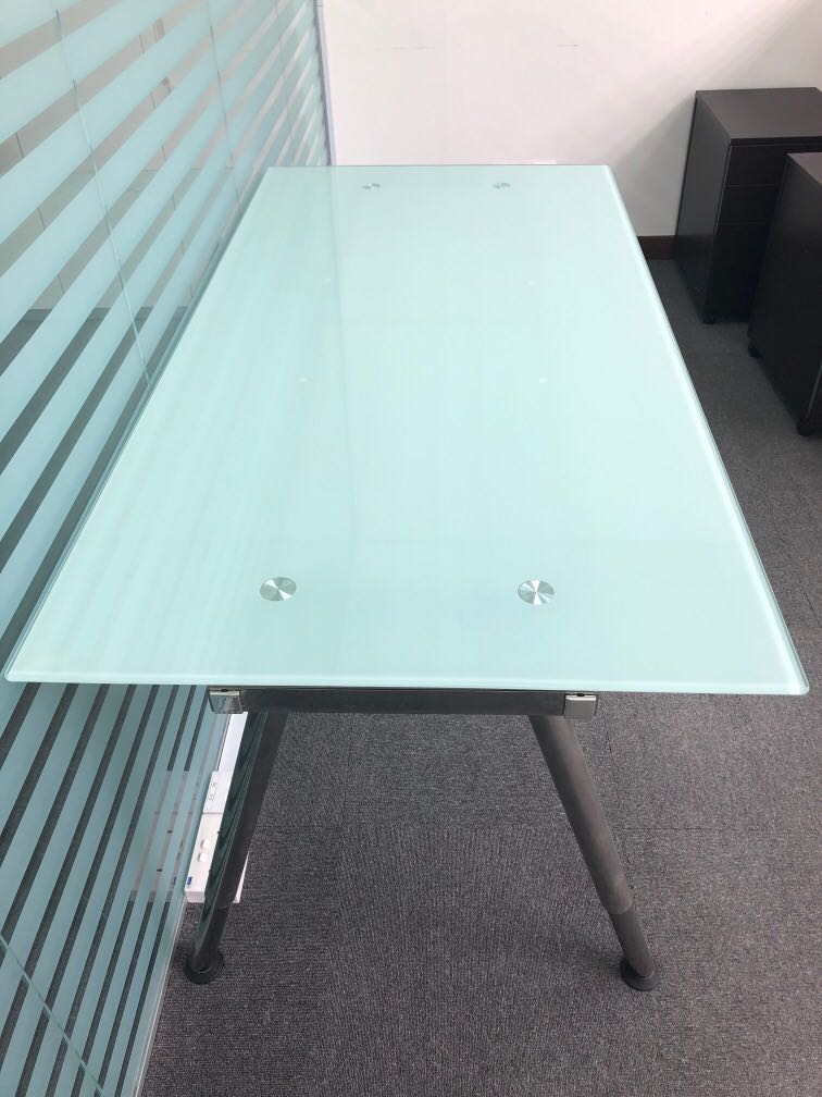Used Glass office table, Furniture & Home Living, Furniture, Tables