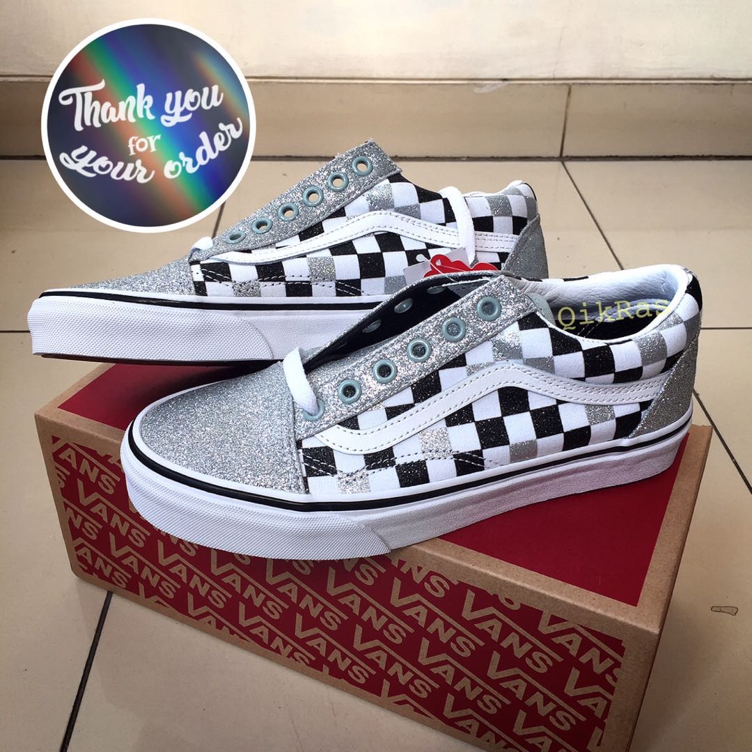 vans old skool glitter checkerboard