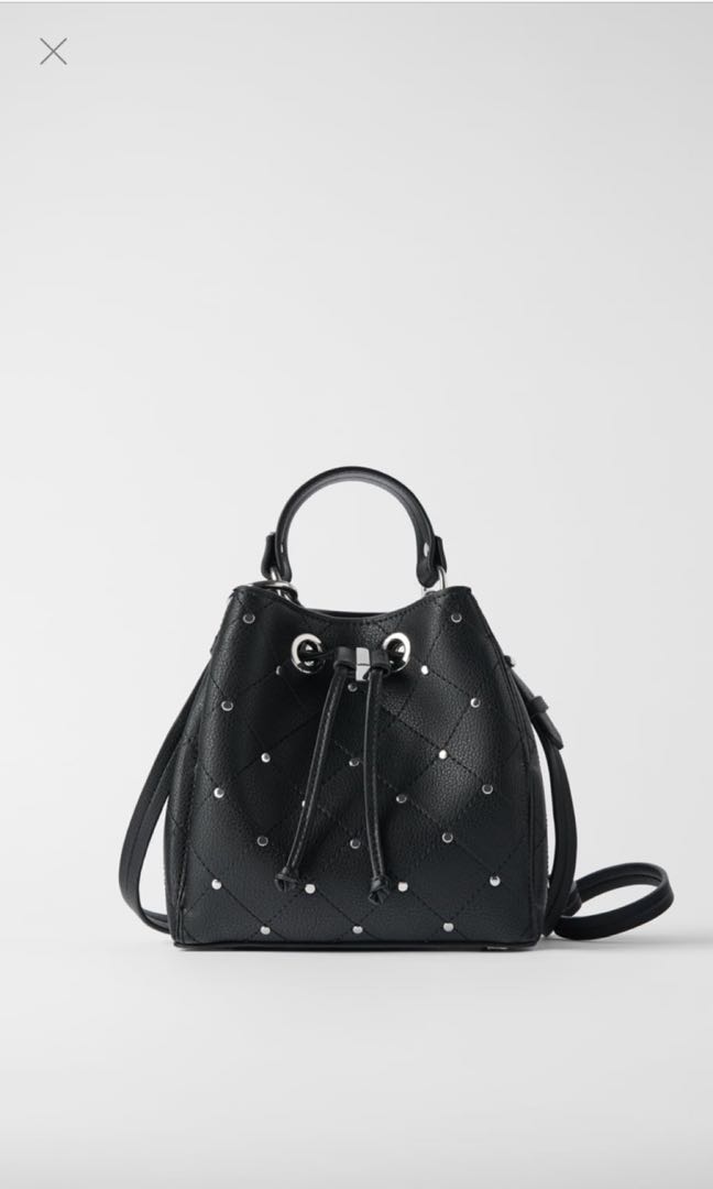 Zara Mini Bucket Bag with Studs, Women's Fashion, Bags & Wallets, Cross