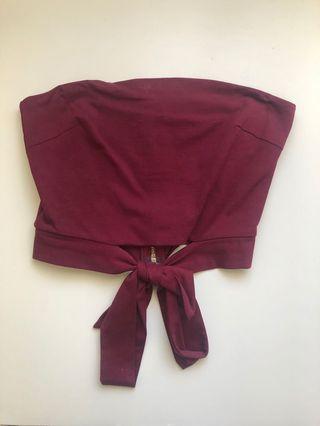 Maroon Strapless Top