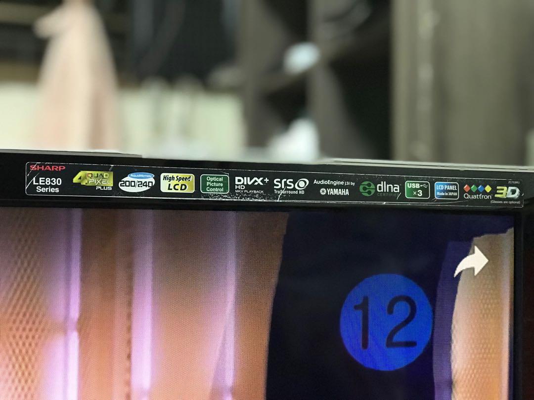 3D TV Sharp Aquos Quattron LC40LE830M, TV & Home Appliances, TV