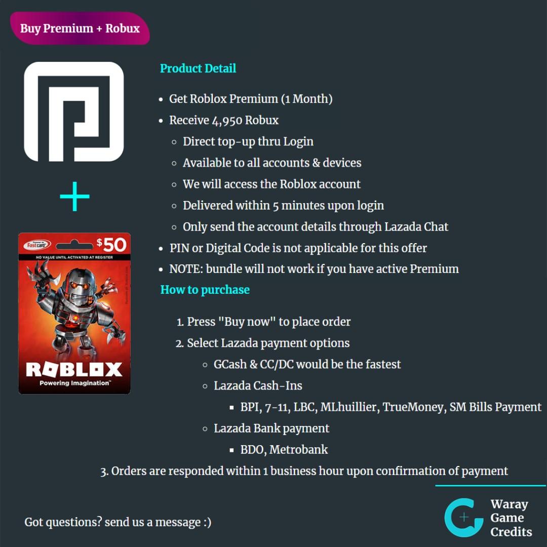 4 950 Robux Roblox Premium Video Gaming Video Games On Carousell - roblox lazada