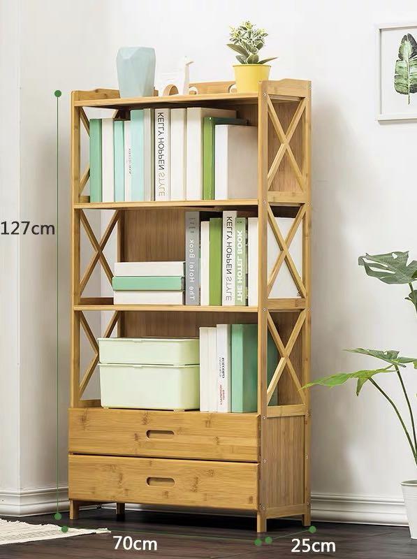 Almost new 4 tier Wooden Shelf w Drawers Display Unit