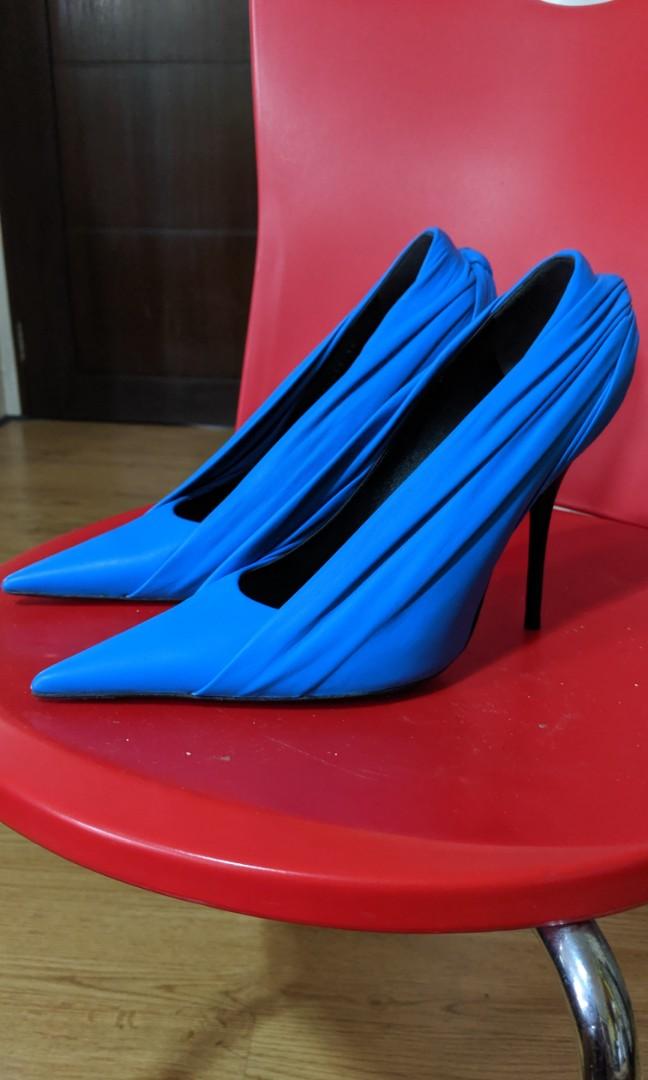 Balenciaga blue stretched leather heels 