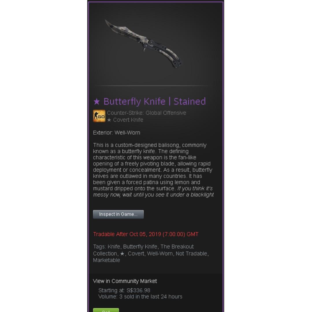 Butterfly Knife Stained Csgo Cs Go Toys Games Video Gaming In Game Products On Carousell