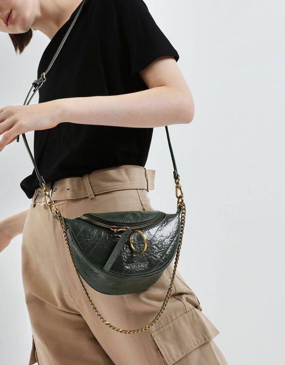 Charles & keith wrinkled effect ring zip tassel crossbody hotsell bag
