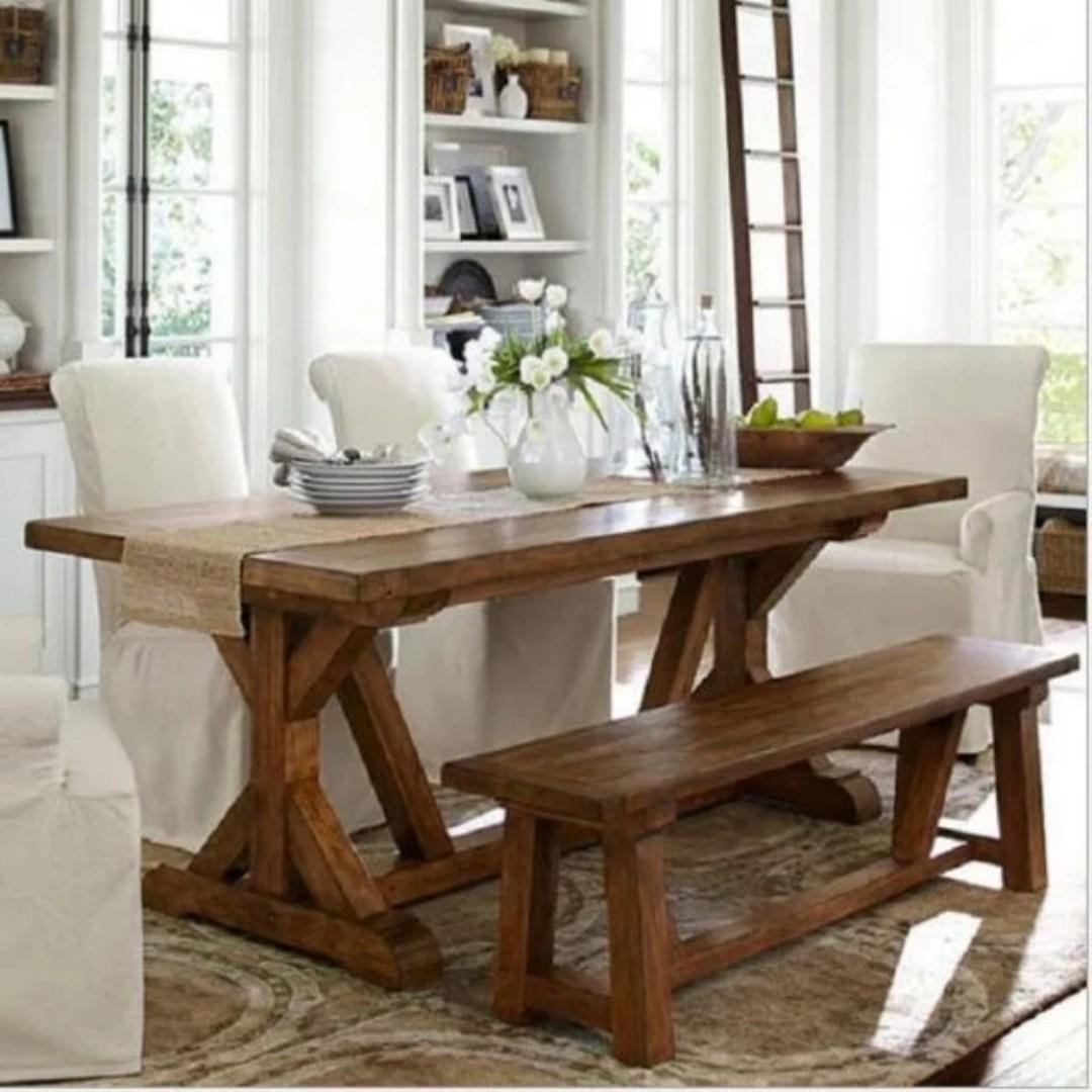E017 Po Solid Pine Wood Dining Table Bench E Sep Spe Disc Furniture Tables Chairs On Carousell