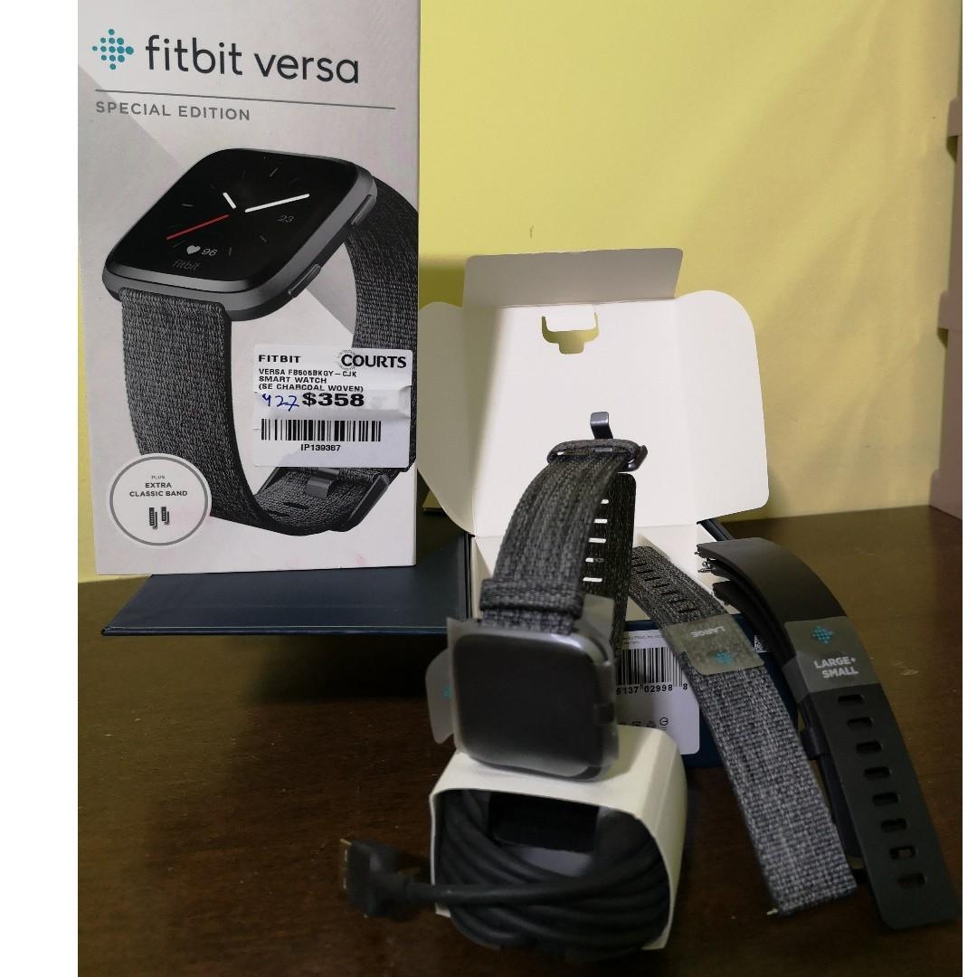 fitbit versa special edition smartwatch charcoal woven