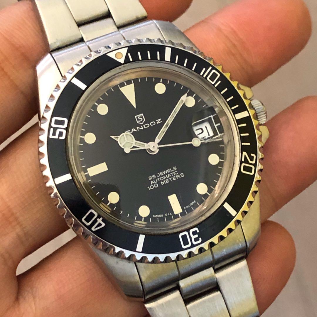 FS Mint vintage Mens Sandoz Submariner not rolex tudor