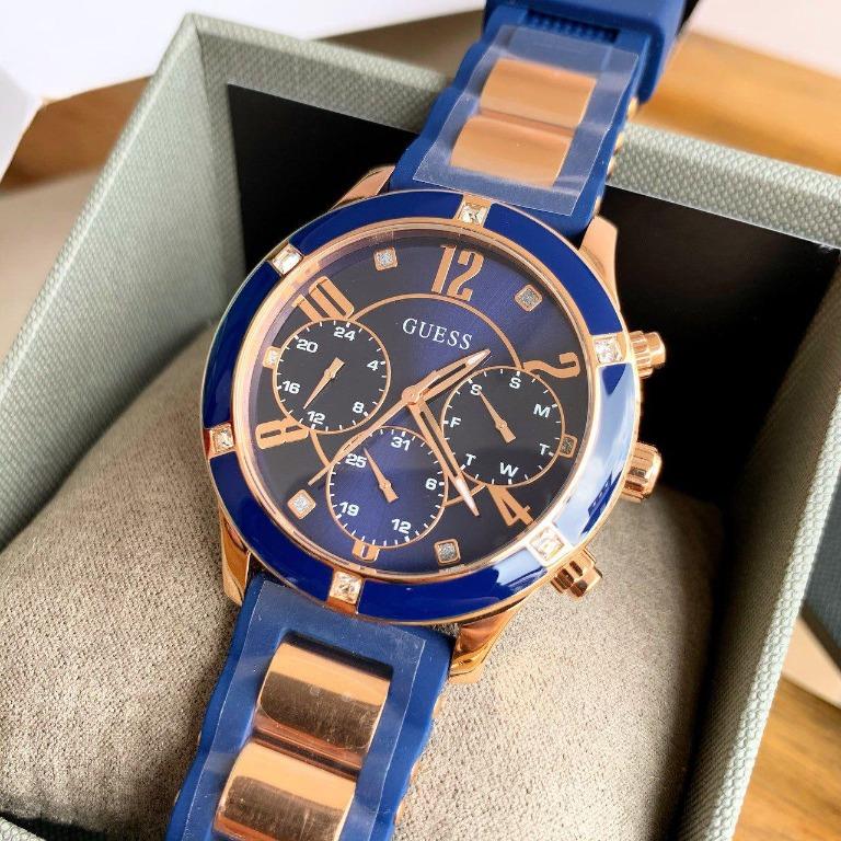 Guess Breeze Quartz Diamond Blue Dial Ladies Watch W1234L4