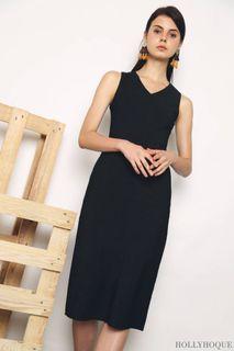 Hollyhoque Riesling Midi Shift Dress (Black)