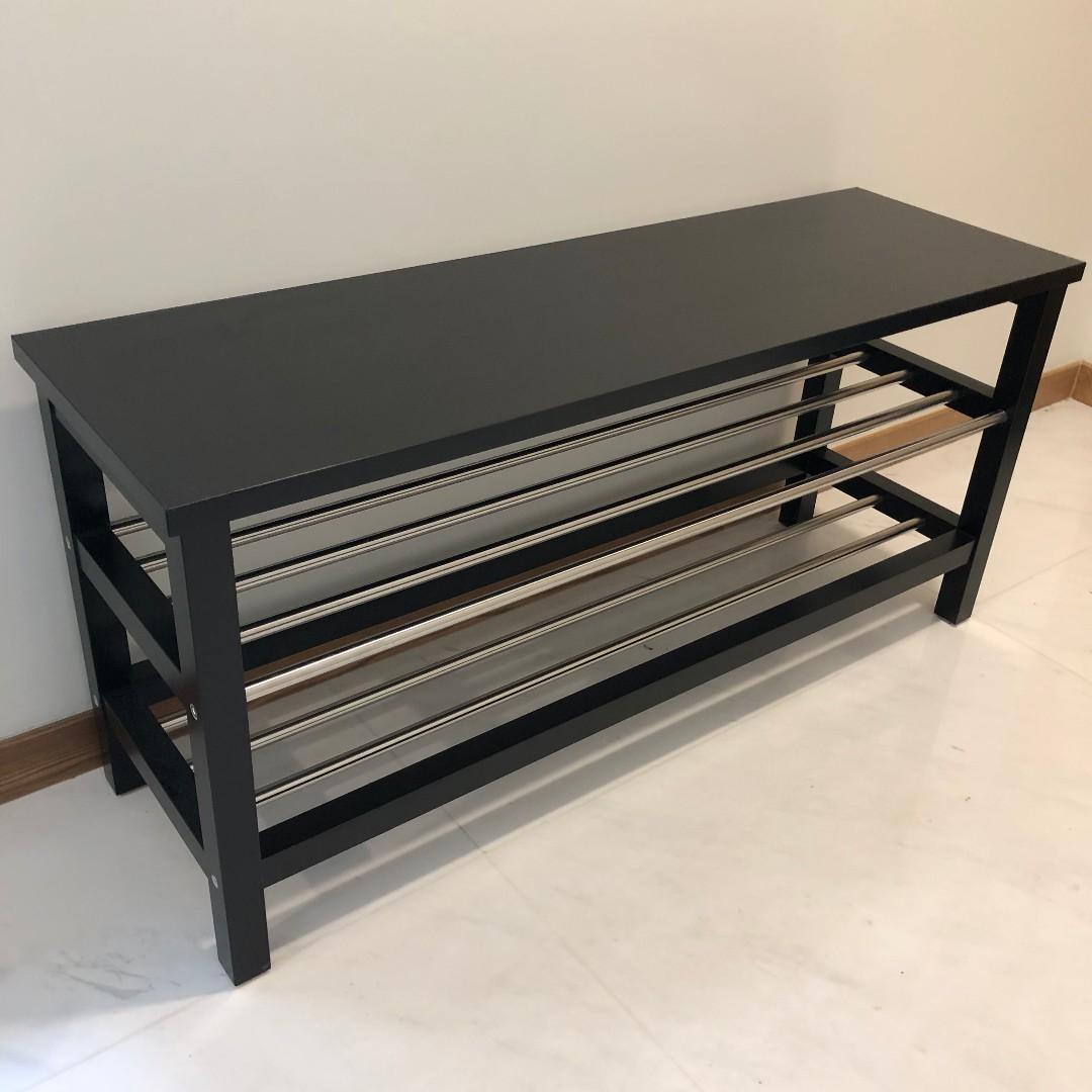 Ikea TJUSIG Bench With Shoe Storage. Black, 108x50 cm, Furniture & Home