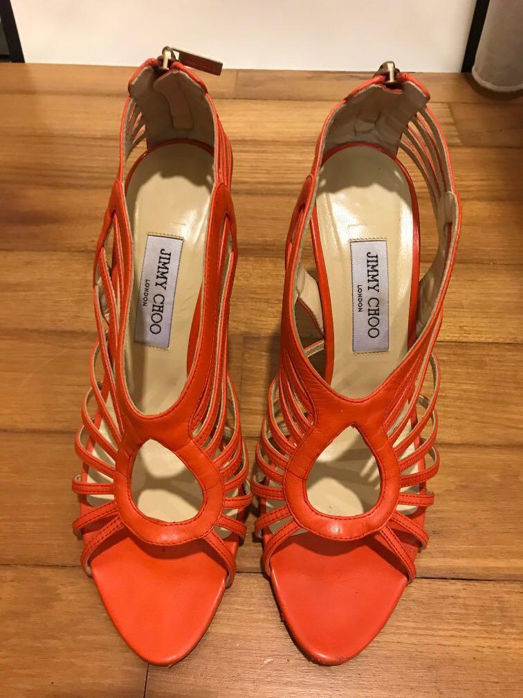 jimmy choo orange shoes