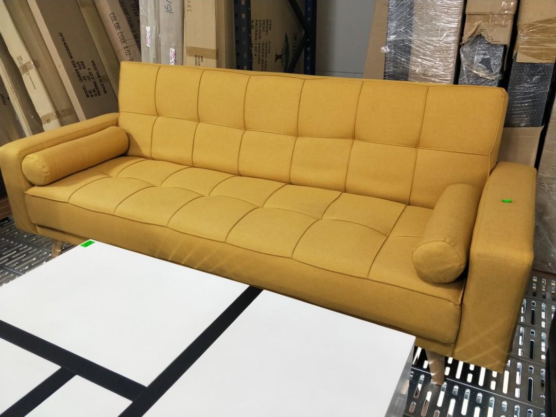Mazzi 3 Seater Sofa Bed In Mustard Yellow Furniture Sofas