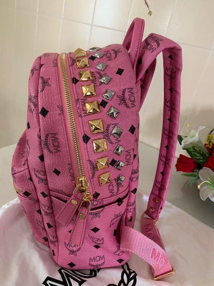 MCM Small Pink Backpack, Luxury, Bags & Wallets on Carousell