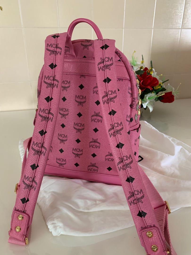 MCM Small Pink Backpack, Luxury, Bags & Wallets on Carousell