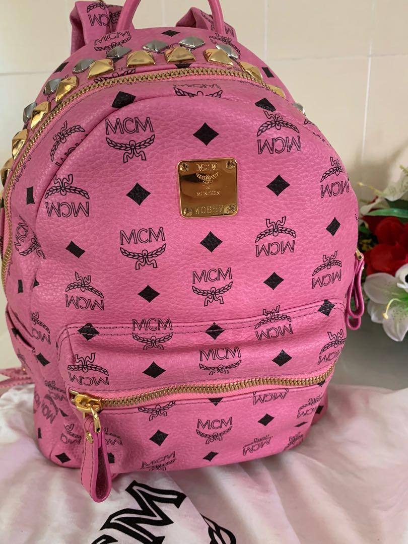 MCM Small Pink Backpack, Luxury, Bags & Wallets on Carousell