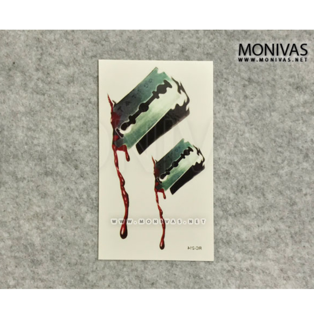 Razor Blades Halloween Party Cosplay Temporary Tattoo Body Decals