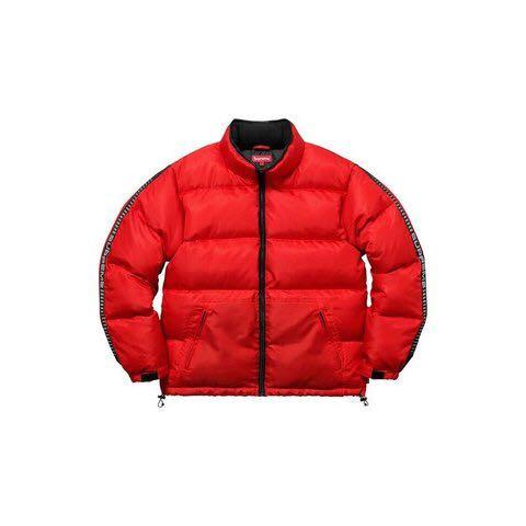 Supreme reflective sleeve logo puffy jacket black on sale