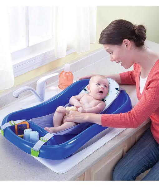 The First Years Sure Comfort Deluxe Newborn To Toddler Tub With Sling Blue Babies Kids Others On Carousell