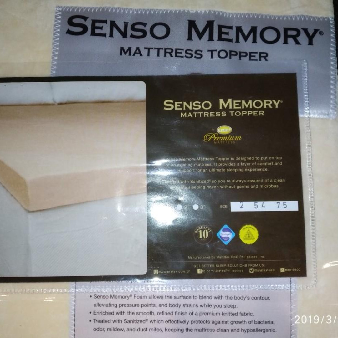 Uratex Senso Memory Foam Topper 10 years warranty COD, Home & Furniture