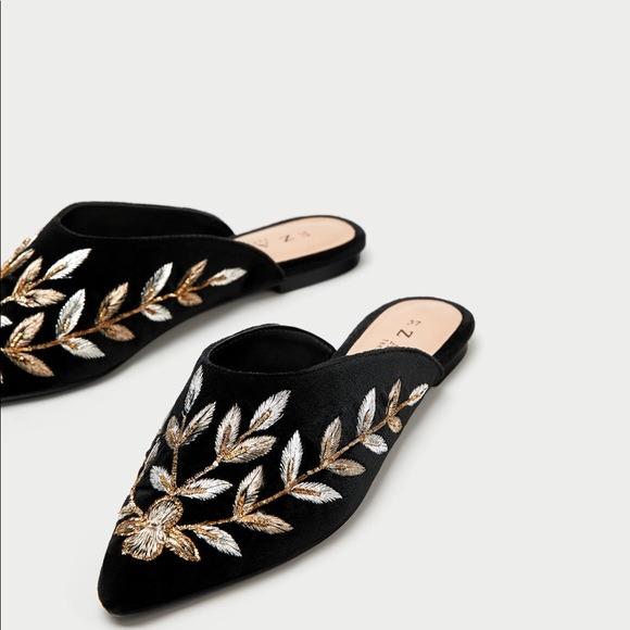 Velvet mules zara sales