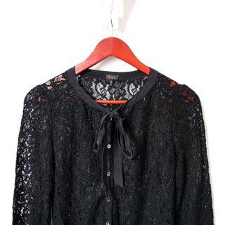 Aritzia T. Babaton Black Lace Button Up Blouse