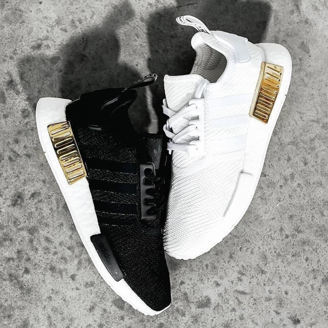 Adidas nmd sale white black gold