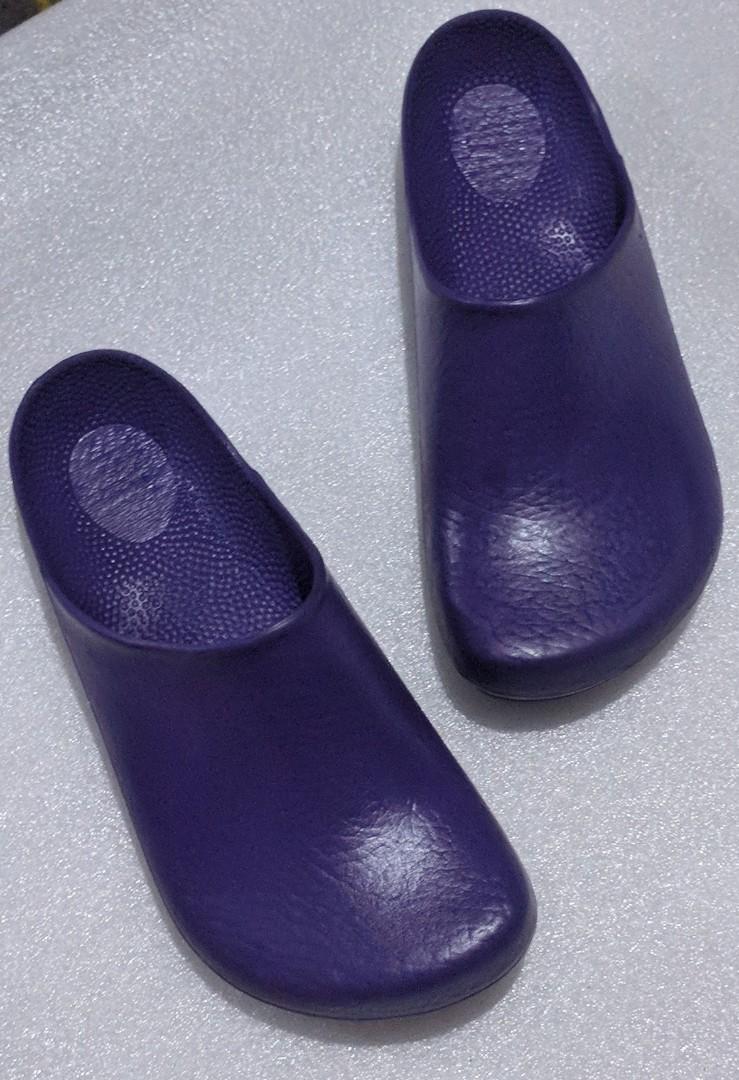 purple birkenstock clogs