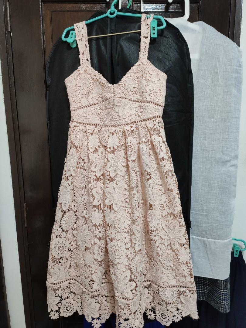 French Connection NWT Alicia lace strappy pink dress Women s Fashion Tops Sleeveless on Carousell