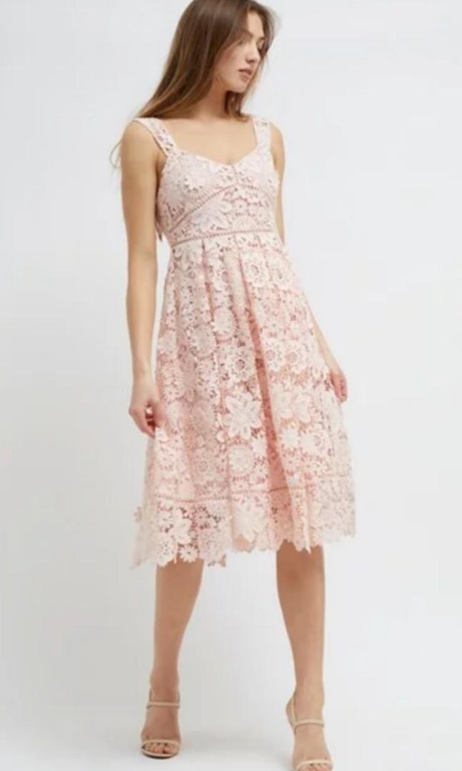 French Connection NWT Alicia lace strappy pink dress Women s Fashion Tops Sleeveless on Carousell
