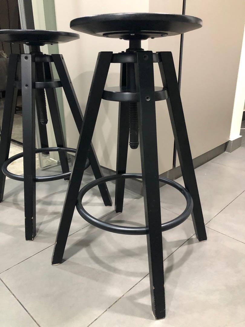 IKEA DALFRED Bar stool, black, 6374 cm (2x stools), Furniture & Home Living, Furniture, Chairs