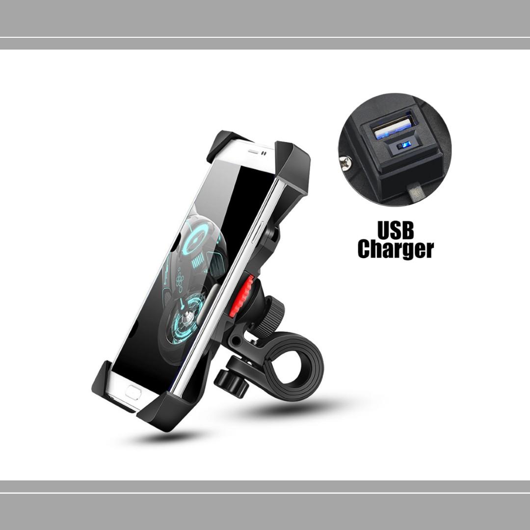 kemimoto Motorcycle Phone Mount Holder with USB Charger Port Universal for 7/8 Handlebar