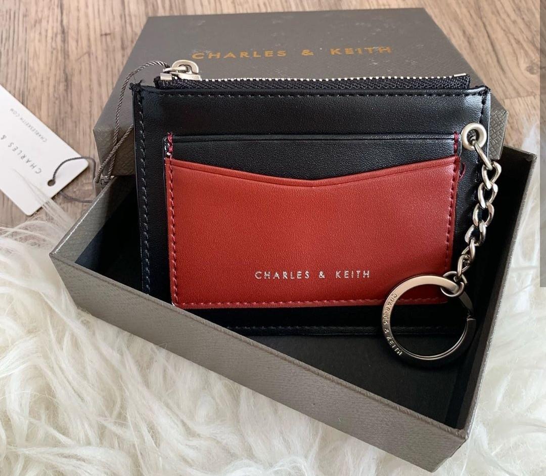 Original charles & keith card holder and keychain, Fesyen Wanita, Tas