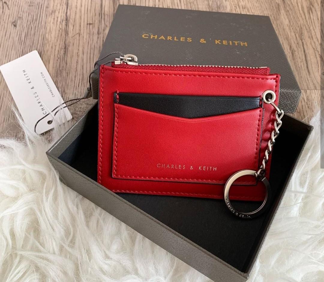 Original charles & keith card holder and keychain, Fesyen Wanita, Tas