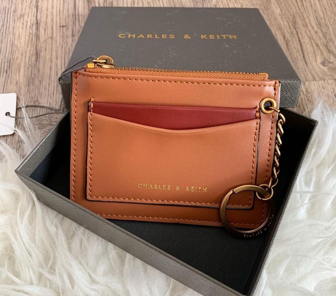 Original charles & keith card holder and keychain, Fesyen Wanita, Tas