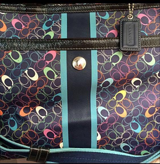 Purple coach clearance diaper bag