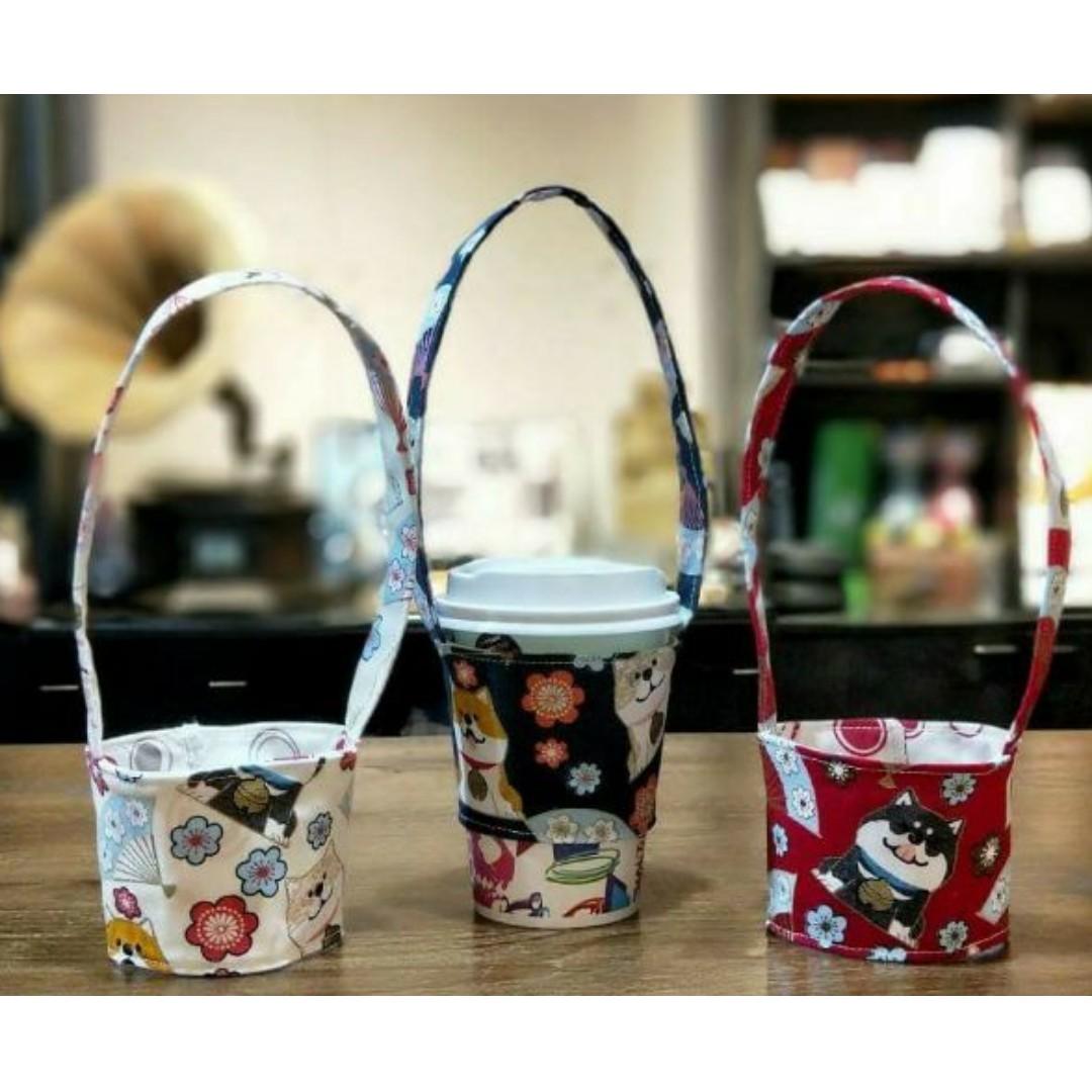 11.11] Reusable Milk Tea Carrier 环保手摇帆布袋 (Cup Sleeve with Straw Holder可放吸管),  Hobbies  Toys, Stationery  Craft, Craft Supplies  Tools on Carousell
