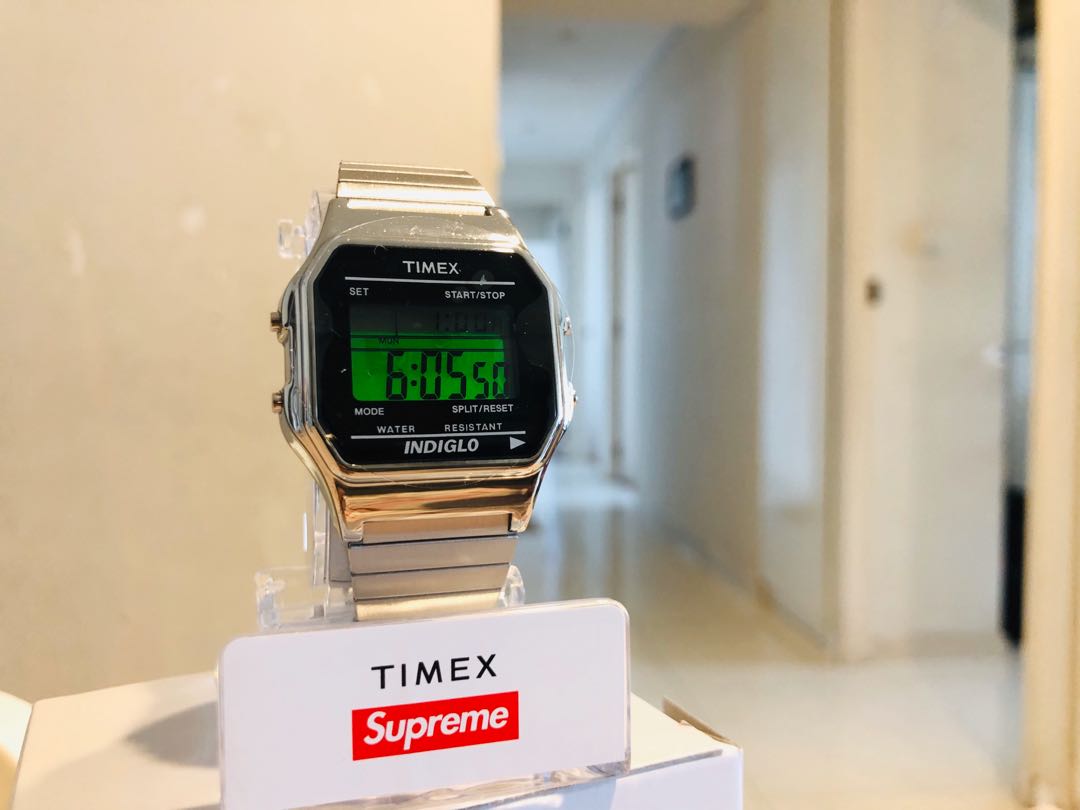 Supreme Timex Digital Watch Silver, Luxury, Watches on Carousell