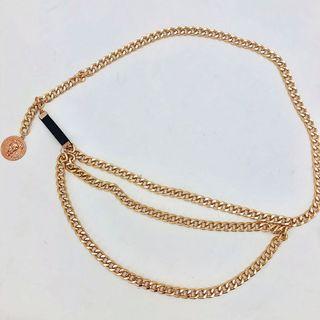 Layered Gold Chain Belt with Pendant