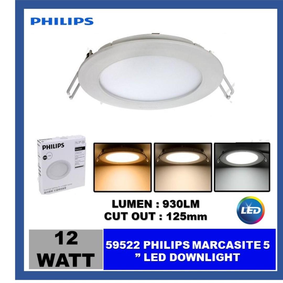 59522 Philips Marcasite 5 12watt Led Downlight Round Furniture